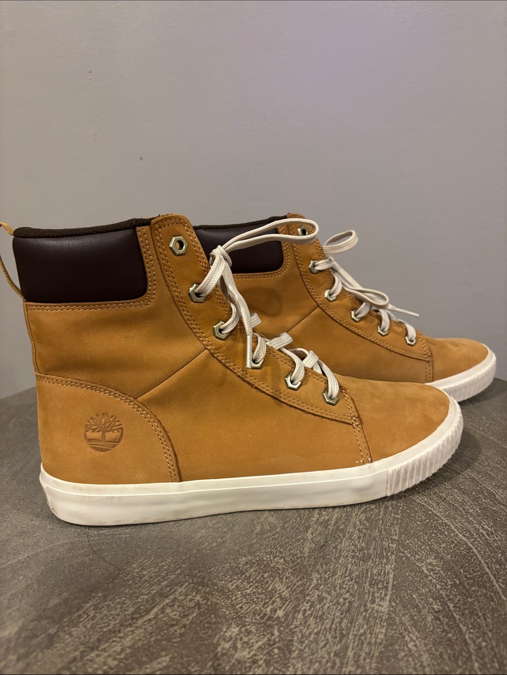 Timberland Skyla Wheat Nubuck High-Top Sneakers with Dark Brown Collar